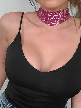 Pink And Gold Leather Choker